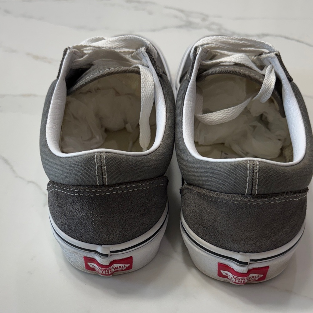 Vans Old Skool Gray and White Suede Low Top Sneakers - Picture 7 of 15